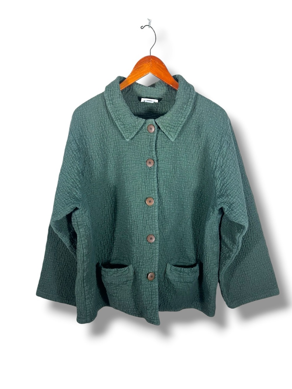 Eucalyptus 100% Cotton Quilted Forest Green Button-Front Women's Jacket Size XL